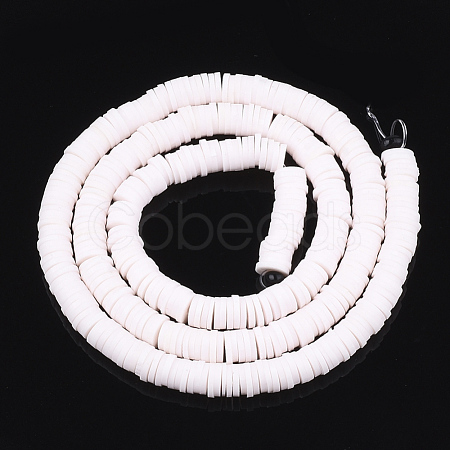 Flat Round Handmade Polymer Clay Bead Spacers CLAY-R067-3.0mm-16-1