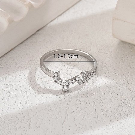 Shiny Brass LOVE Ring with Cubic Zirconia for Women Casual Holiday OT5986-4-1