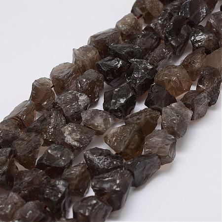 Raw Rough Natural Smoky Quartz Beads Strands G-E343-07-1