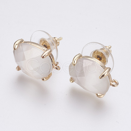 Faceted Glass Stud Earring Findings GLAA-F084-A07-1