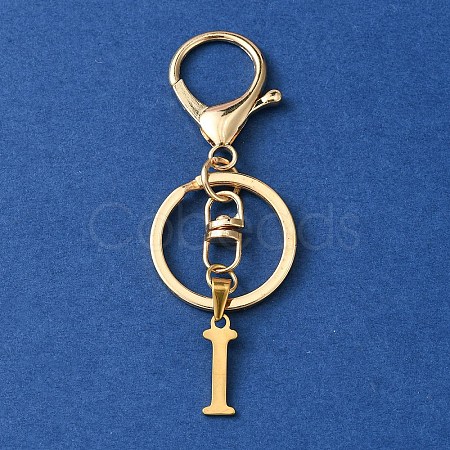 304 Stainless Steel Initial Letter Charm Keychains KEYC-YW00005-09-1