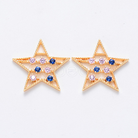 Brass Micro Pave Cubic Zirconia Filigree Joiners KK-T049-062G-NF-1