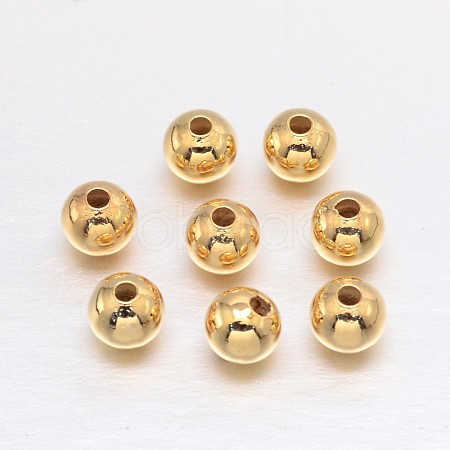 Real 18K Gold Plated Brass Round Spacer Beads X-KK-L147-197-4mm-NR-1