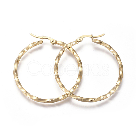 201 Stainless Steel Big Hoop Earrings EJEW-A054-06C-G-1