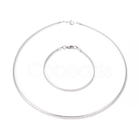 Tarnish Resistant 304 Stainless Steel Chain Necklaces & Bracelets Sets SJEW-E334-01B-P-1