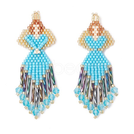 Glass Seed Beaded Angel Pendants PALLOY-MZ0089296-01-1