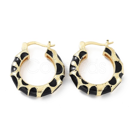 Ring Rack Plating Brass Enamel Hoop Earrings for Women KK-Z038-10G-1