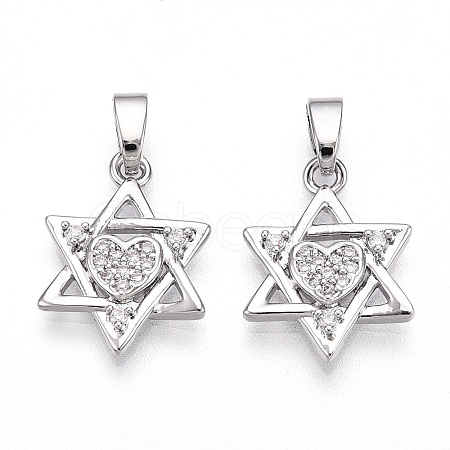Brass Micro Pave Cubic Zirconia Pendants KK-T070-60P-1