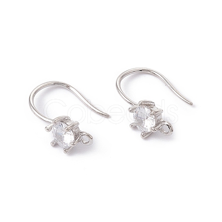 Rack Plating Brass with Clear Cubic Zirconia Earring Hooks KK-G433-21P-1
