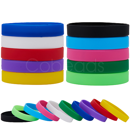 40Pcs 10 Colors Flat Plain Silicone Cord Bracelets Set for Men Women BJEW-GF0001-16-1