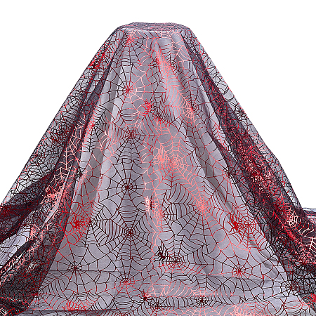 Halloween Spider & Spider Web Polyester Gauze Fabric AJEW-WH0314-677C-1