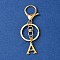 304 Stainless Steel Initial Letter Charm Keychains, with Alloy Clasp, Golden, Letter A, 8.5cm