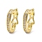 Brass Micro Pave Clear Cubic Zirconia Twister Clasps, Real 18K Gold Plated, 14.5x10x3mm, Inner Diameter: 10.8x6mm