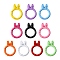 10Pcs Spray Painted Alloy Spring Gate Rings, Ring with Rabbit Ear, Mixed Color, 37x28x7mm, inner diameter: 19mm