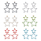 FIBLOOM 6 Pairs 6 Colors Alloy Hollow Star Dangle Stud Earrings with Rhinestone for Women, Mixed Color, 64x41.5mm, 1 Pair/color