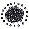 Black Opaque Acrylic Beads, Flat Round with White Number, 7x3.5mm, Hole: 1.2mm, about 100pcs/bag.