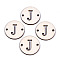 Unfinished Natural Poplar Wood Links Connectors, Laser Cut, Flat Round with Word, Letter.J, 29.5x2.5mm, Hole: 2.5mm