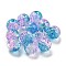 Transparent Spray Painting Crackle Glass Beads, Round, Steel Blue, 8mm, Hole: 1.6mm, 300pcs/bag