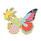 Rack Plating Alloy Enamel Big Pendants, Cadmium Free & Nickel Free & Lead Free, Butterfly with Flower Charms, Golden, Colorful, 56x69.5x2mm, Hole: 2.5mm