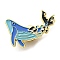 Protecting Marine Environment & Nuclear Wastewater Theme Enamel Pin, Golden Zinc Alloy Brooch for Backpack Clothes, Whale, 23x35x1.5mm