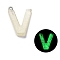 Luminous Resin Pendants, Glow in the Dark, with Platinum Plated Loop, Letter, Letter V, 23.5x18x5mm, Hole: 1.8mm