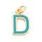 Rack Plating Brass Pendants, with Enamel and Jump Ring, Cadmium Free & Lead Free, Long-Lasting Plated, Real 18K Gold Plated, Letter, Letter D, 11.5x7x1mm, Hole: 2.5mm