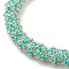Glass Seed Beaded Bracelet with Brass Magnetic Clasps BJEW-JB07801-05-4
