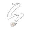 Natural Cultured Freshwater Pearl Copper Wire Wrapped Bird Egg Nest Pendant Necklaces NJEW-TA00190-4