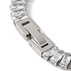 304 Stainlessa Steel Pave Clear Cubic Zirconia Rectangle Link Chain Bracelets for Women LS-BJEW-Z066-01P-03-3