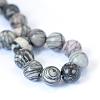 Natural Black Silk Stone/Netstone Round Bead Strands G-E334-6mm-05-3