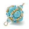 Synthetic Turquoise Round and Glass Seed Beaded Lantern Links Connector Charms PALLOY-MZ01176-05-4