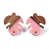 Resin & Walnut Wood Stud Earring Findings MAK-N032-027A-4
