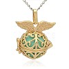 Golden Tone Brass Hollow Round Cage Pendants KK-J237-02G-3