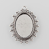 Tibetan Style Alloy Flat Oval Pendant Cabochon Settings X-TIBEP-M022-52AS-1