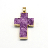 plated Natural drusy  Agate Cross Pendants G-R275-06-2