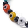 Handmade Evil Eye Lampwork Flat Round Beads Stretch Bracelets BJEW-JB05005-02-2