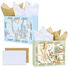 2Pcs 2 Colors Flower Printed Paper Packaging Bags with Rope Handle ABAG-SP0001-26-5