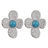 Natural Mixed Gemstone Flower Stud Earrings EJEW-JE05319-02-2