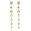Rectangle with Teardrop Brass Micro Pave Cubic Zirconia Dangle Stud Earrings EJEW-G452-10G-4