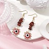 Evil Eye Natural Red Jasper Chip & Seed Beads Dangle Earrings EJEW-MZ00166-03-2
