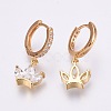 Brass Micro Pave Cubic Zirconia Dangle Hoop Earrings EJEW-F172-F01-G-2