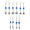5 Pairs 5 Styles Ocean Theme Alloy Dangle Earrings EJEW-JE05475-S-1