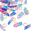 20Pcs 4 Styles Electroplated Natural Quartz Crystal Pendants PALLOY-TAC0224-3