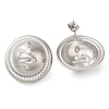 304 Stainless Steel Flat Round with Snake Stud Earrings EJEW-I312-07P-1