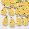 Light Gold Plated Alloy Enamel Pendants X-ENAM-N150-01-1