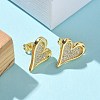 Brass Micro Pave Clear Cubic Zirconia Stud Earrings for Women EJEW-U034-01G-02-2