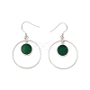 Natural Dyed & Heated Green Onyx Agate Flat Round Dangle Earrings EJEW-Z024-11A-P-1