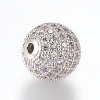 Brass Micro Pave Cubic Zirconia Beads ZIRC-E134-12mm-04P-2