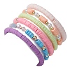 6Pcs 6 Style Polymer Clay & ABS Plastic Pearl Beaded Stretch Bracelets Set BJEW-JB09674-3