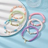 6Pcs 6 Style Polymer Clay & ABS Plastic Pearl Beaded Stretch Bracelets Set BJEW-JB09674-5